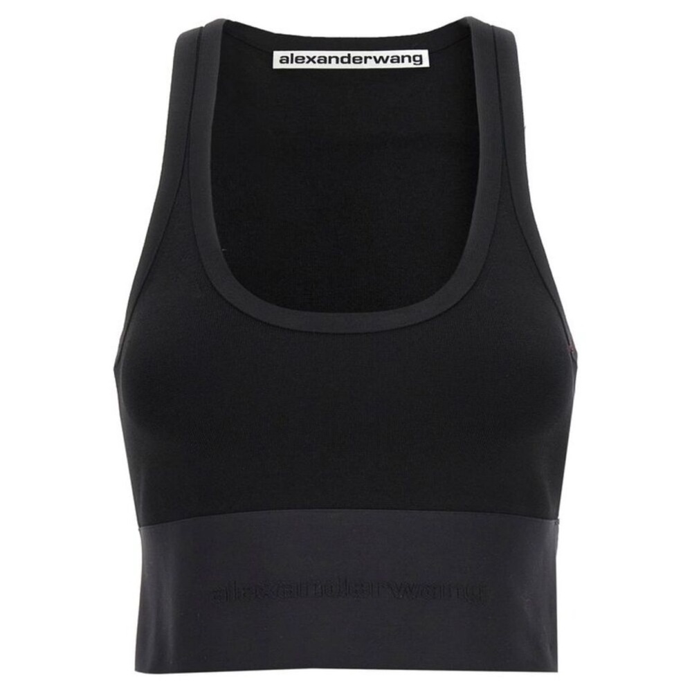 Alexander Wang Black Sports Bra with Racerback Design